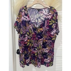 TORRID | Black Floral Short-sleeve Blouse | 2X